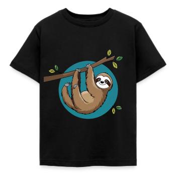 Fauli-Freund – Süßes Faultier für kleine Entdecker - Kinder T-Shirt - Schwarz - Vorne - AI Model Kid Female (0cm)