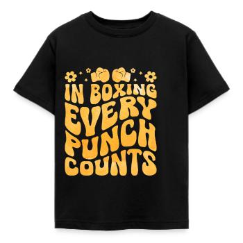 En boxe, chaque coup de poing compte, boxeur, sportif, athlète - T-shirt Enfant - noir - Devant - AI Model Kid Female (0cm)