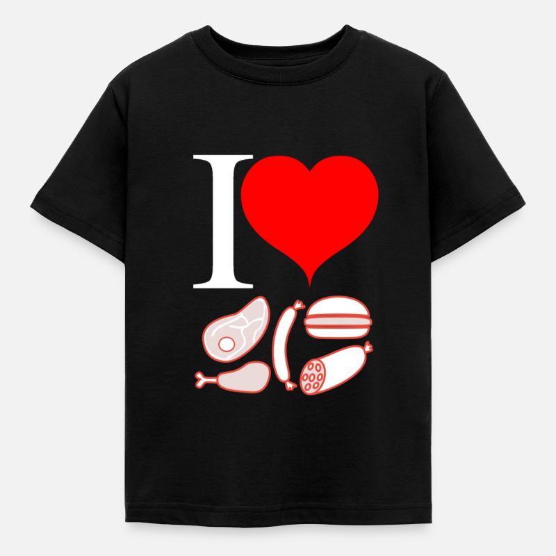 I love Fleisch - Kinder T-Shirt - Schwarz