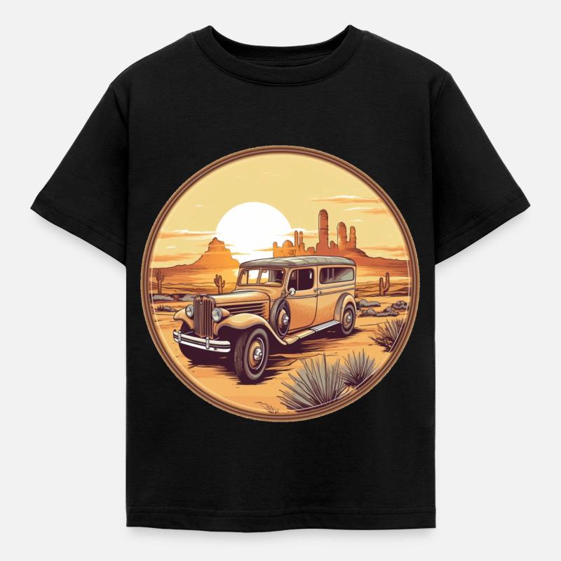 Oldtimer in the Desert - Kinder T-Shirt - Schwarz
