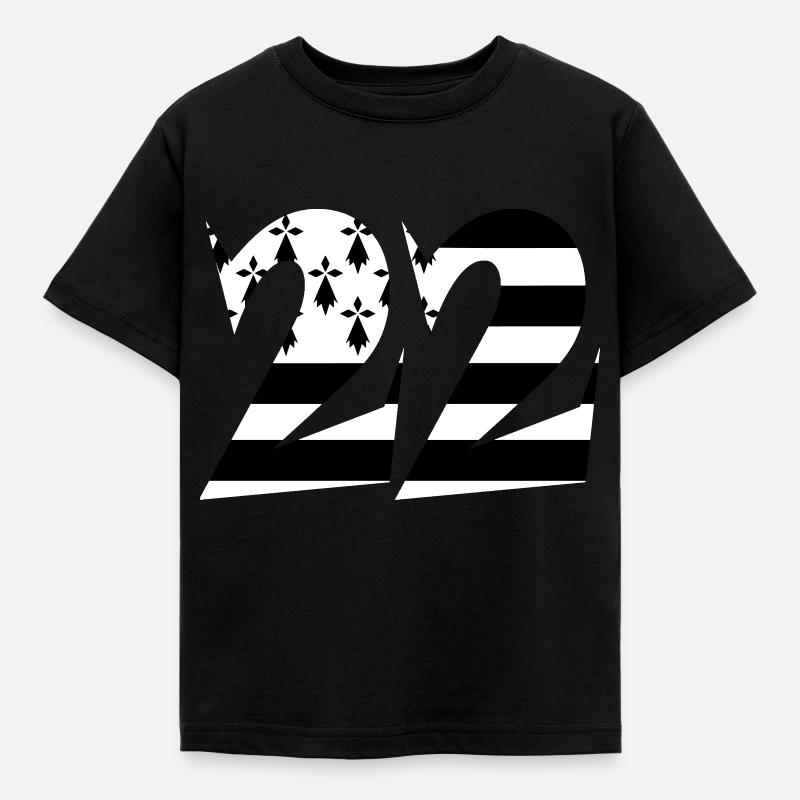 22 Bretagne drapeau - T-shirt Enfant - noir