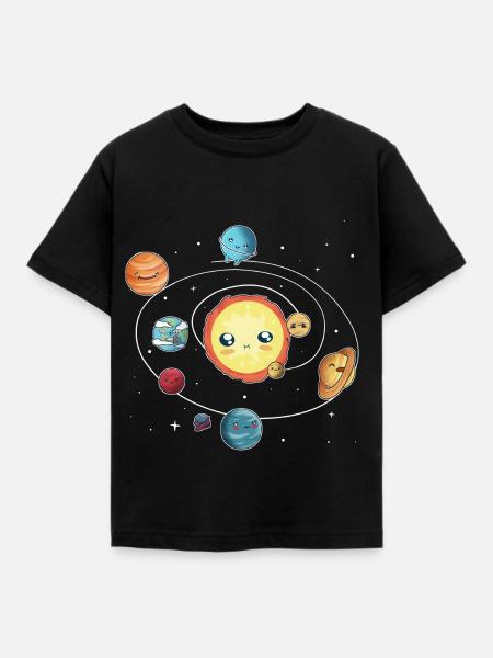 das Sonnensystem - Kinder T-Shirt - Schwarz