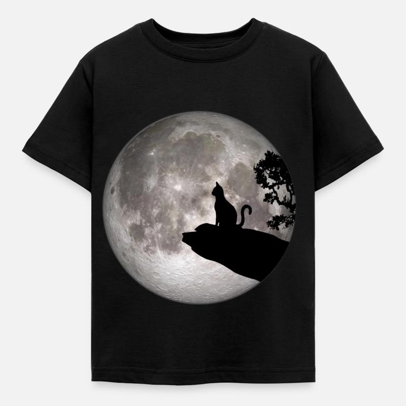 Vollmond Katze Werwolf heulen Katze pet - Kinder T-Shirt - Schwarz