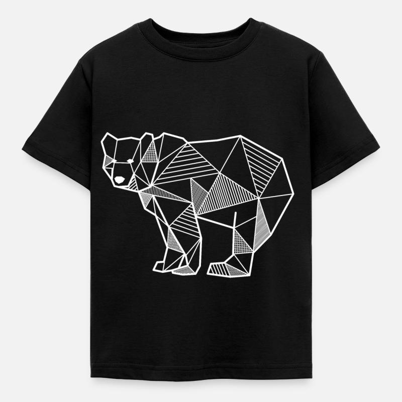 Bear geometric gift idea bear animal triangle - Kids' T-Shirt - black
