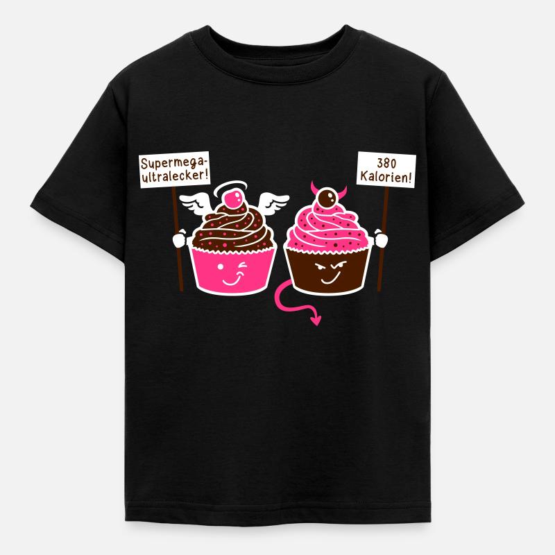 Cupcake - Muffin - Tart - Angels - Devil - 3C - Kids' T-Shirt - black