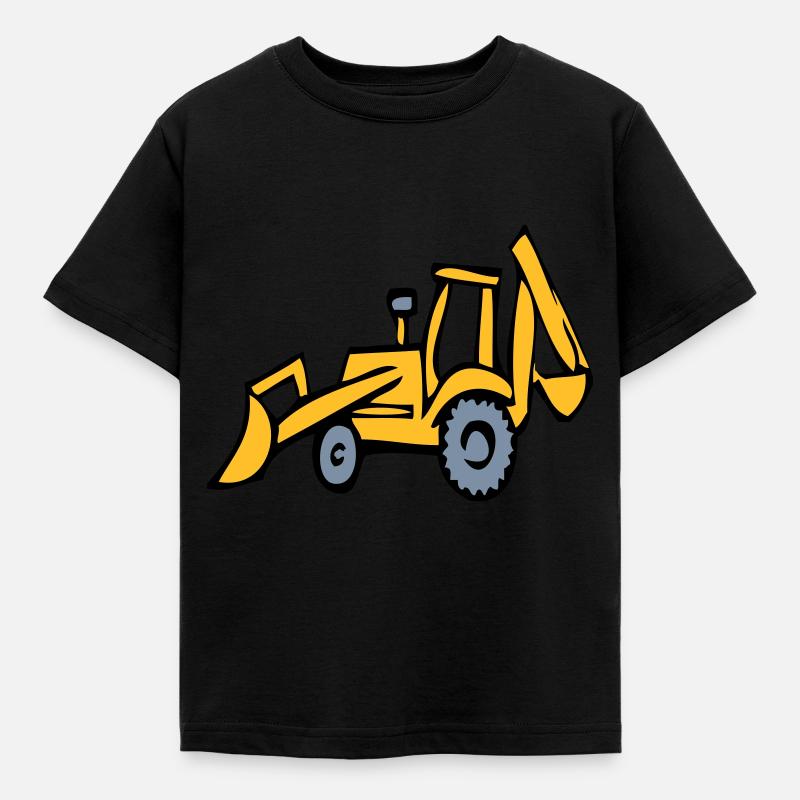 Excavator, wheeled loader, crane, building site, - Kids' T-Shirt - black