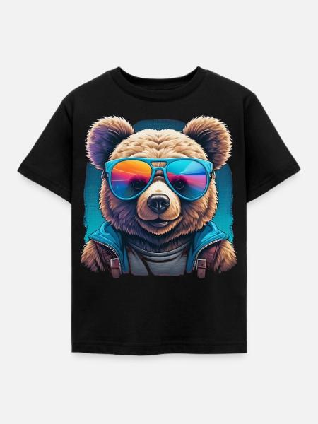 Cooler Teddy - Kinder T-Shirt - Schwarz