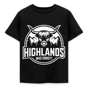 Highlands was sonst Schottisches Hochlandrind - Kinder T-Shirt - Schwarz - Vorne - AI Model Kid Female (0cm)