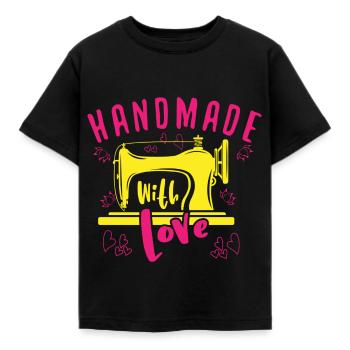 Handmade With Love – Bunte Liebe Zum Nähen - Kinder T-Shirt - Schwarz - Vorne - AI Model Kid Female (0cm)