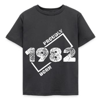 Geboren 1982 - Kinder T-Shirt - Dunkelgrau - Vorne - AI Model Kid Female (0cm)