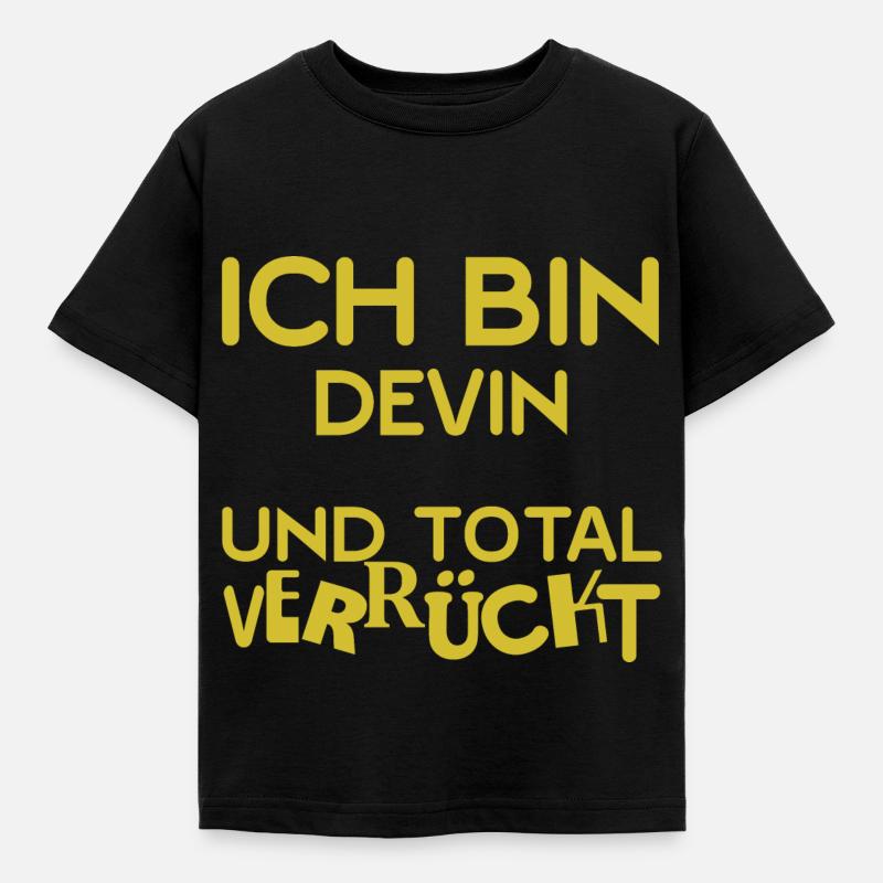 Vorname Devin - Kinder T-Shirt - Schwarz