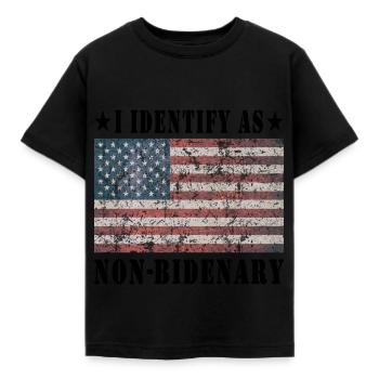Je m’identifie comme non-bidénal - 2024 - T-shirt Enfant - noir - Devant - AI Model Kid Female (0cm)