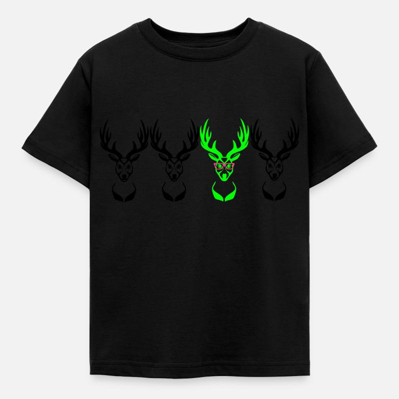 Be different! Deer head Nerd Geek 3c - Kids' T-Shirt - black