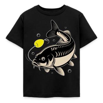 Carpe et bouillette – Le moment avant la morsure - T-shirt Enfant - noir - Devant - AI Model Kid Female (0cm)