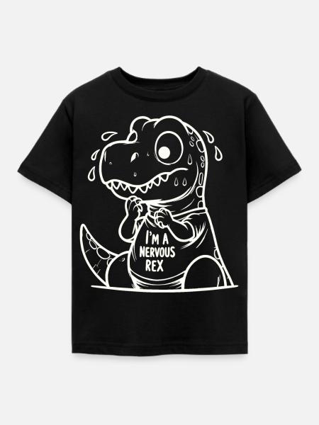 Nervous T Rex Anxiety - Kinder T-Shirt - Schwarz