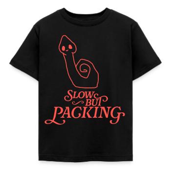 Slow but Packing - Kinder T-Shirt - Schwarz - Vorne - AI Model Kid Female (0cm)