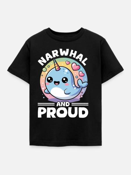 Narwhal Chibi Kawaii - Kinder T-Shirt - Schwarz