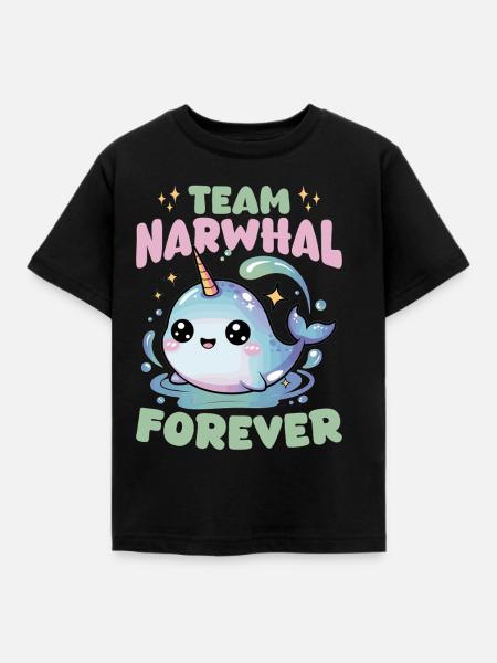 Narwhal Chibi Kawaii - Kinder T-Shirt - Schwarz
