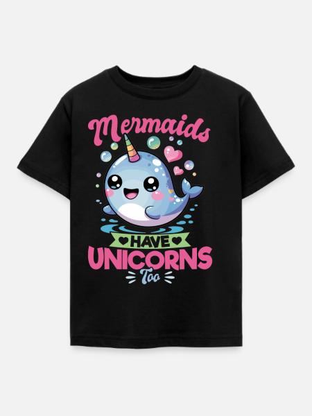 Narwhal Chibi Kawaii - Kinder T-Shirt - Schwarz