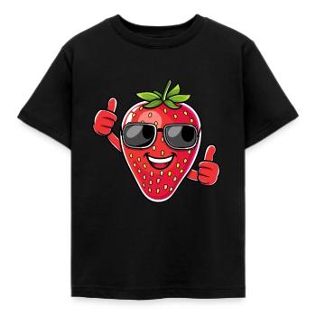 Erdbeere Sonnebrille Sommer Frucht - Kinder T-Shirt - Schwarz - Vorne - AI Model Kid Female (0cm)