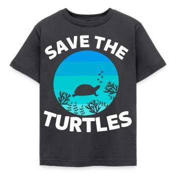 Rétro Créature Marine Océan Animal Sauvez les Tortues - T-shirt Enfant - charbon - Devant - AI Model Kid Female (0cm)