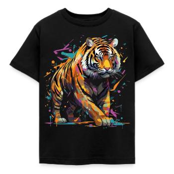 Wütender Tiger. Wut im Graffiti-Stil. - Kinder T-Shirt - Schwarz - Vorne - AI Model Kid Female (0cm)