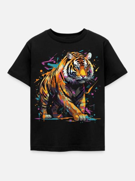 Wütender Tiger. Wut im Graffiti-Stil. - Kinder T-Shirt - Schwarz