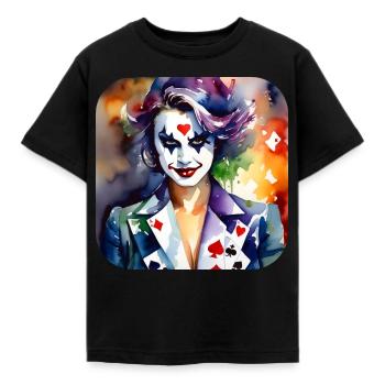 Cool Harlequin Poker Gothic Girl - Kids' T-Shirt - black - Front - AI Model Kid Female (0cm)