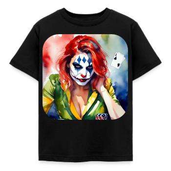 Cool Harlequin Poker Gothic Girl - Kids' T-Shirt - black - Front - AI Model Kid Female (0cm)