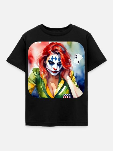 Cooles Harlequin Poker Gothic Mädchen - Kinder T-Shirt - Schwarz