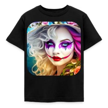 Cool Harlequin Poker Gothic Girl - Kids' T-Shirt - black - Front - AI Model Kid Female (0cm)