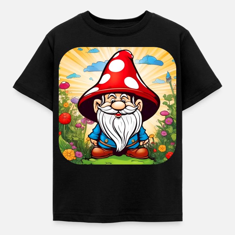 Mignon champignon lutin - T-shirt Enfant - noir