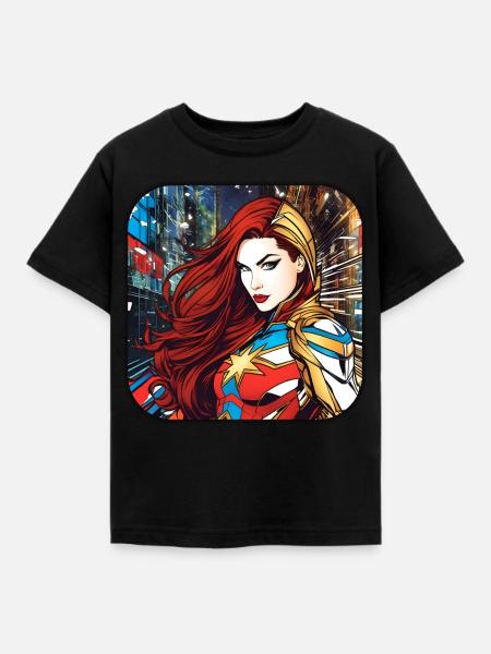 Coole Fantasy Superheldin - Kinder T-Shirt - Schwarz