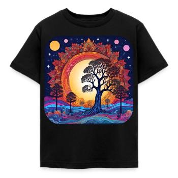 Germanic and Viking World Tree Yggdrasil - Kids' T-Shirt - black - Front - AI Model Kid Female (0cm)