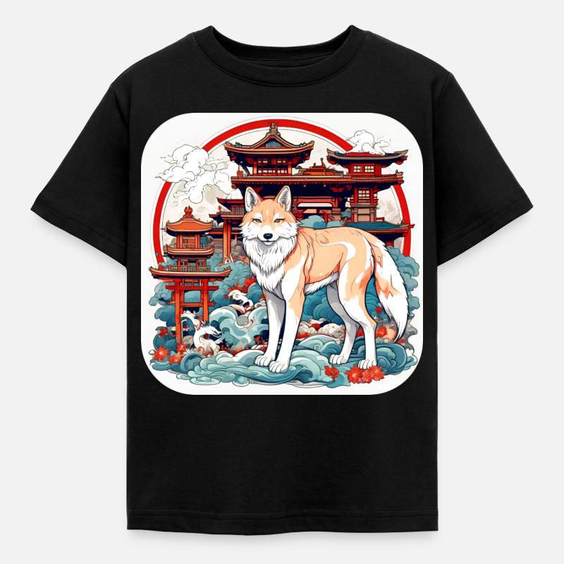 Asiatischer Fuchs - Kinder T-Shirt - Schwarz