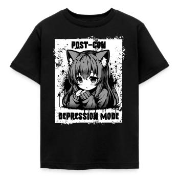 Anime Manga Girl // Post-Con Dépression // AS004 - T-shirt Enfant - noir - Devant - AI Model Kid Female (0cm)