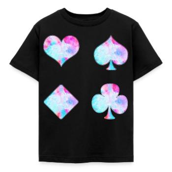 Playing cards - Kids' T-Shirt - black - Front - AI Model Kid Female (0cm)