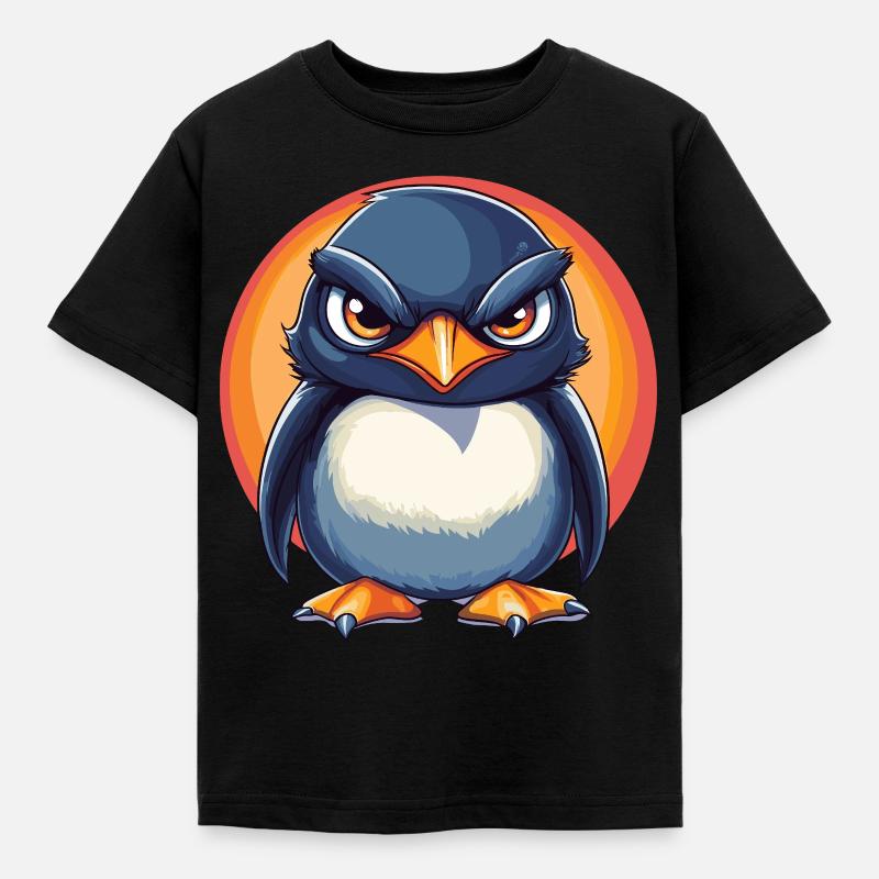 Grumpy Penguin - Kids' T-Shirt - black