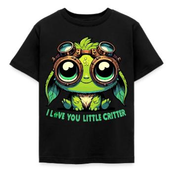 Mignon eco vert belle créature peluche style design - T-shirt Enfant - noir - Devant - AI Model Kid Female (0cm)