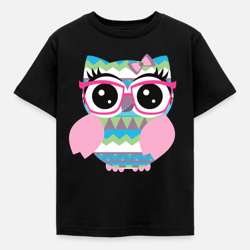 Eule Lustig - Kinder T-Shirt - Schwarz