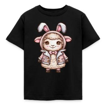Kawaii Sheep with Bunnies Outfit - Kids' T-Shirt - black - Front - AI Model Kid Female (0cm)