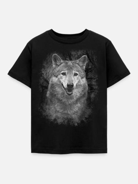 Wolf - Kinder T-Shirt - Schwarz