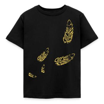 Federn - Symbol / gold - Kinder T-Shirt - Schwarz - Vorne - AI Model Kid Female (0cm)