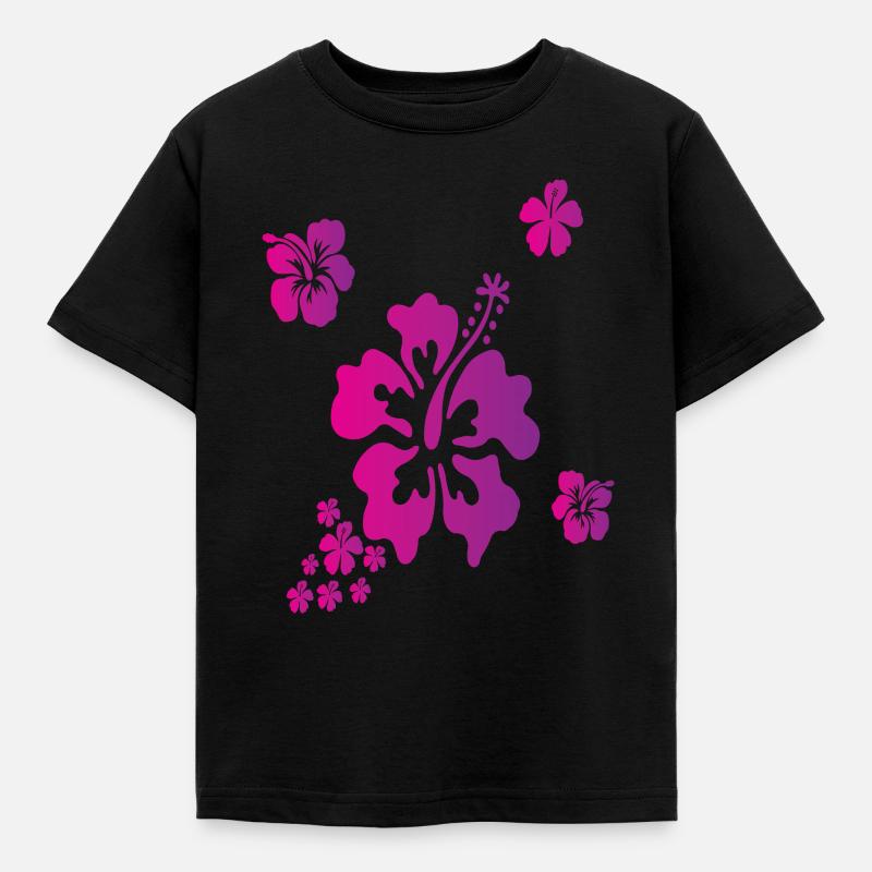 Hawaï Hisbiscus Fleurs Vacances - T-shirt Enfant - noir