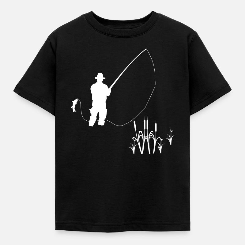Fischen Fischer See - Kinder T-Shirt - Schwarz