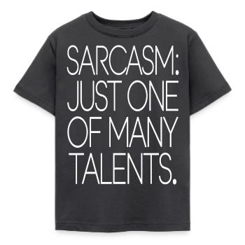 Sarkasmus Talent Statement Design - Kinder T-Shirt - Dunkelgrau - Vorne - AI Model Kid Female (0cm)