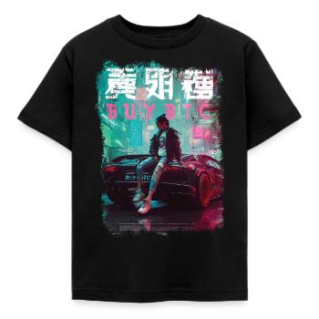 Streetwear Bitcoin Racing Chinese - Kids' T-Shirt - black - Front - AI Model Kid Female (0cm)