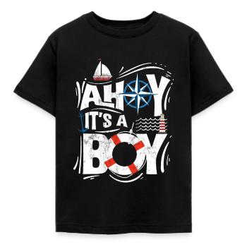 Ahoy c'est un garçon - Le sexe révèle ou bébé - T-shirt Enfant - noir - Devant - AI Model Kid Female (0cm)