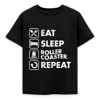 Eat Sleep Roller Coasters Wiederholen Sie das Thema Unterhaltung - Kinder T-Shirt - Schwarz - Vorne - AI Model Kid Female (0cm)