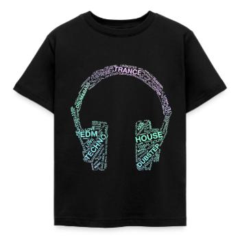 Écouteurs Electronic Dance Rave Edm Trance - T-shirt Enfant - noir - Devant - AI Model Kid Female (0cm)